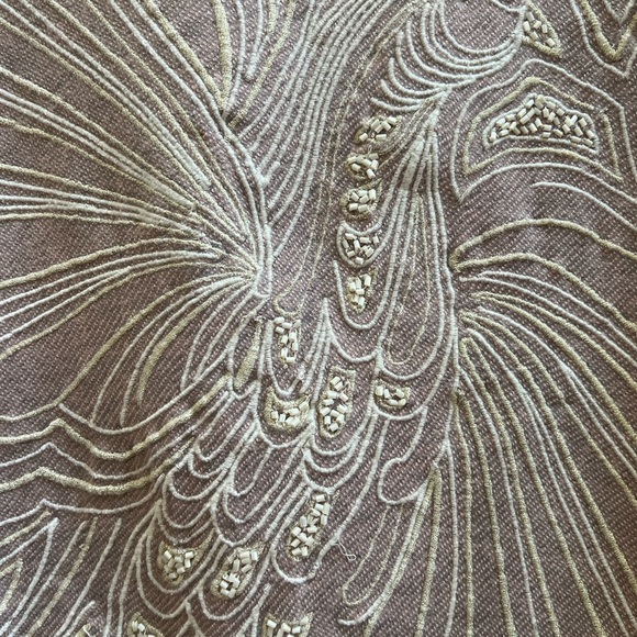 Anthropologie Akemi + Kin Onora Peacock Embroidered Beaded Top Mauve Boho Boxy - Picture 7 of 7